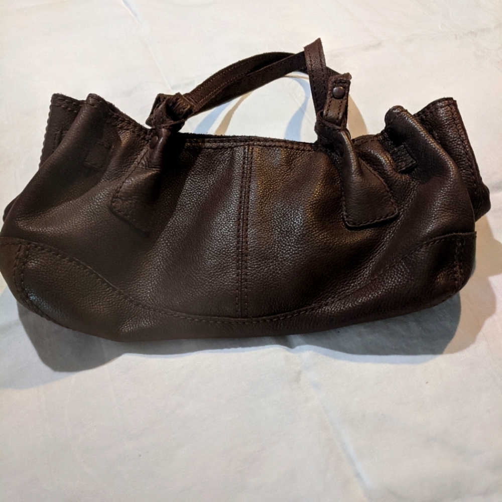 Fossil Satchel Shoulder Bag Brown Leather Purse  Double Strap